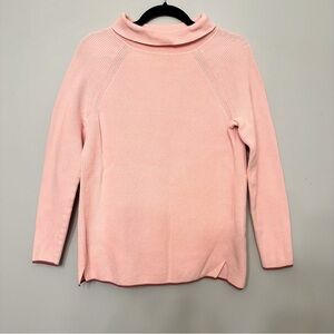 Talbots 100% Pima Cotton Cowl Neck Sweater Pink Ribbed & Knit Size Small